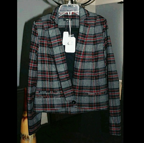 (New) Plaid Women's Blazer Jacket - Picture 2 of 4